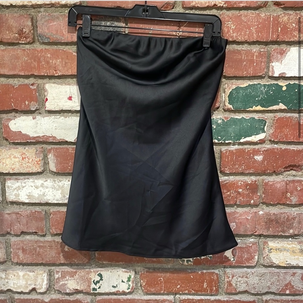 Show Me Your MUMU Tube Top Mini Dress Black Satin